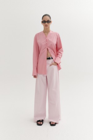 클래식 와이드 데님 팬츠 - 라이트 핑크