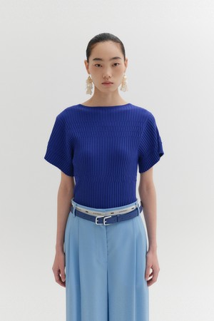 듀얼 스타일 니트 탑 - 블루