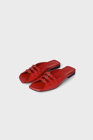 트리플 버클 스퀘어 플랫 - 레드