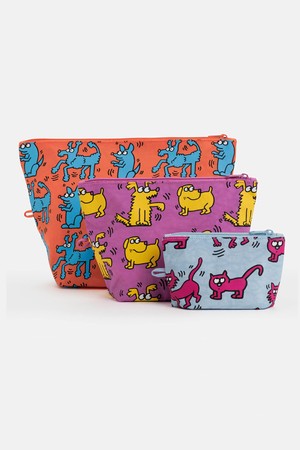 [바쿠백] 고 파우치 3size 세트 Keith Haring Pets