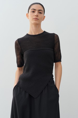 unbalance knit top (charcoal)