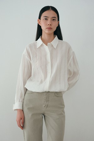 sheer stripe shirt (ivory)