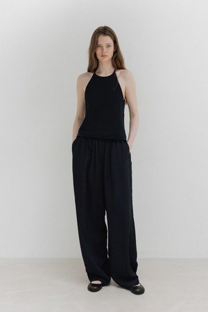 relaxed shirring pants (dark navy)