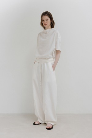 folded banding pants (white)