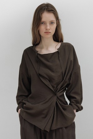 2way drape shirt (soil brown)