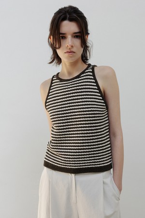 wave knit top (brown mix)