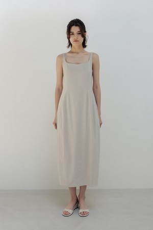viscose barrel dress (sand beige)