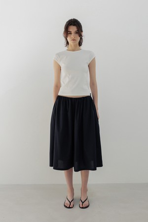 shirring skirt pants (navy)