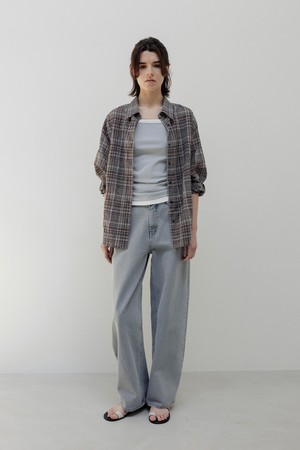 sheer check shirt (brown)