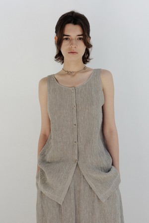 2way linen blouse (ash beige)