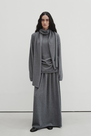 maxi flow knit skirt (gray)