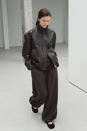 flow knit pants (smoke brown)