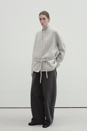 high neck cardigan (light gray)