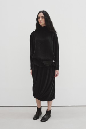 draped shirring skirt (vintage black)