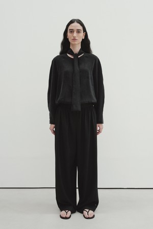 button shirring pants (charcoal)