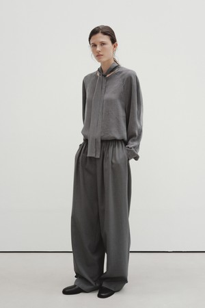 button shirring pants (gray)