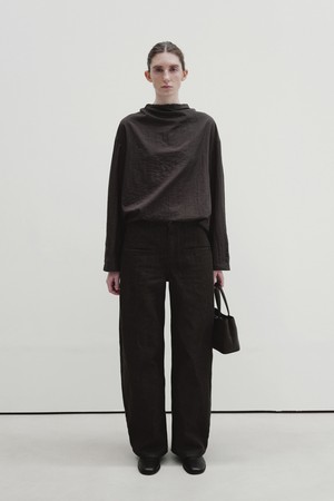 drawstring blouse (charcoal brown)