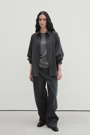 washed stripe shirt (midnight)