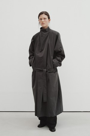 draped trench coat (charcoal brown)