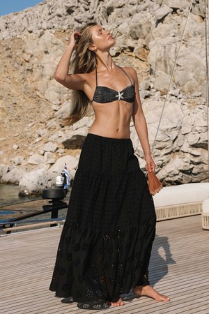 EBONY MAXI TIERED SKIRT