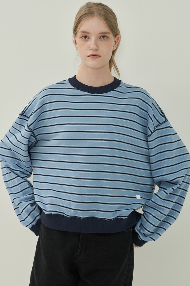 MOTT - 스웻셔츠 - 스티치 스웻셔츠 - Stripe Blue