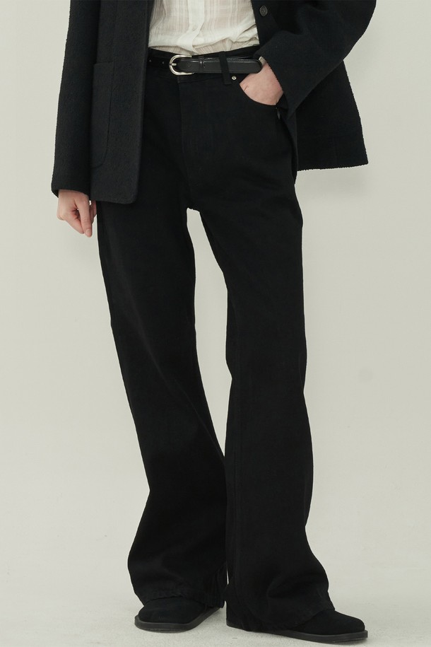 MOTT - 롱/미디팬츠 - 노멀 부츠컷 데님 - Black