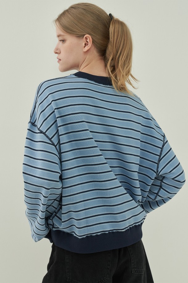 MOTT - 스웻셔츠 - 스티치 스웻셔츠 - Stripe Blue