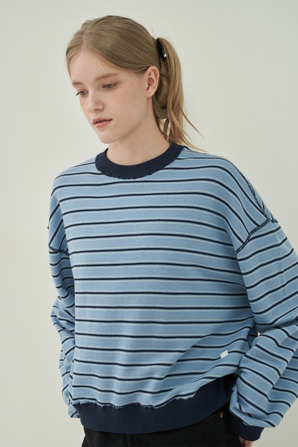 MOTT - 스웻셔츠 - 스티치 스웻셔츠 - Stripe Blue