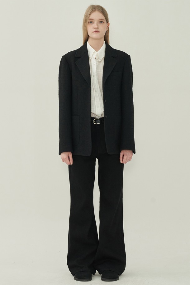 MOTT - 롱/미디팬츠 - 노멀 부츠컷 데님 - Black