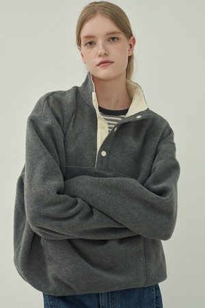 버튼 풀오버 플리스 - Gray