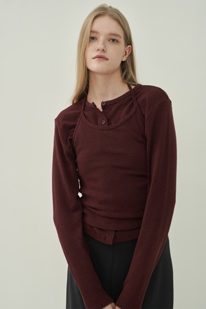 소프트 홀터 가디건세트 - Burgundy