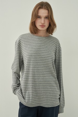 어스 스트라이프 롱 티셔츠 - Gray