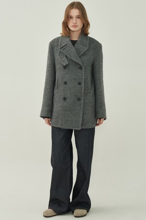 울 더블 피코트 - Gray