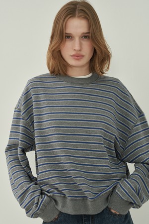 스티치 스웻셔츠 - Stripe Gray