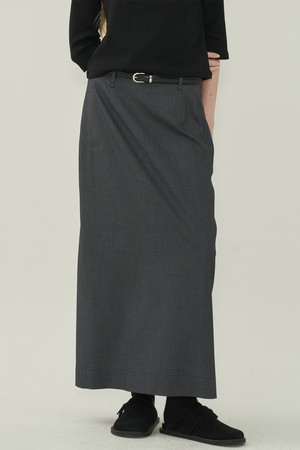 에센셜 슬릿 롱 스커트 - Gray