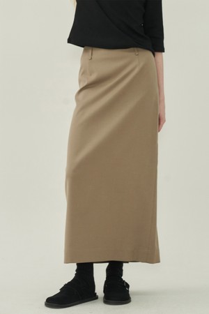 에센셜 슬릿 롱 스커트 - Beige