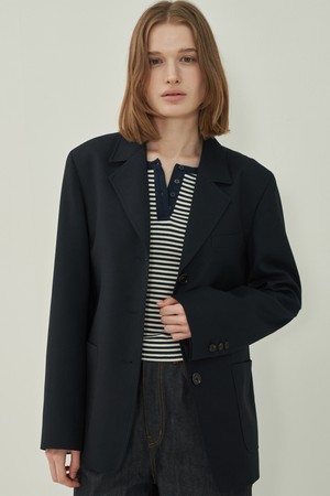 프렌치 클래식 자켓 - Navy