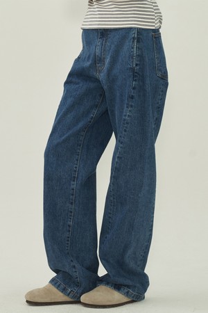 노멀 사이드 라인 데님 - Dark Blue