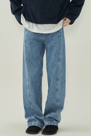 노멀 사이드 라인 데님 - Light Blue