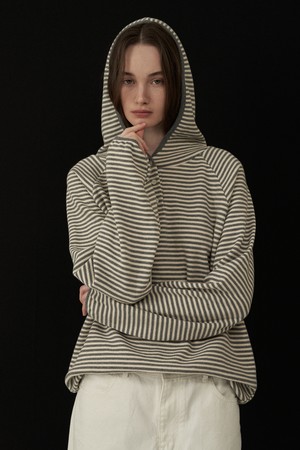 버튼 후디 스웻셔츠 -Gray