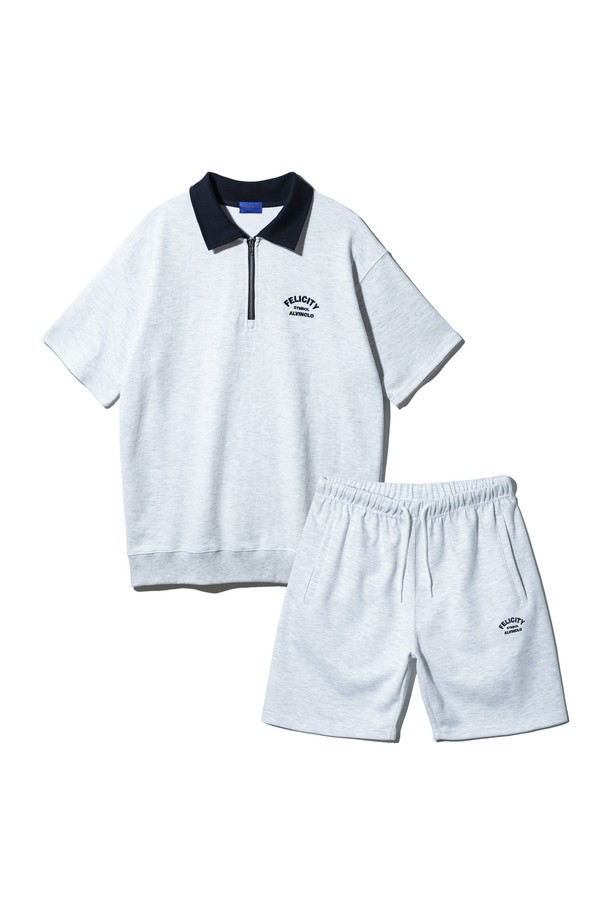 [SET] 펠리시티 반집업 배색 카라 반팔 맨투맨 밴드 반바지 셋업은 캐주얼 및 스포티한 무드를 연출하는 공용 의류 세트입니다. 봄, 여름 시즌에 적합하며, 부드러운 면과 폴리에스테르 혼방 소재로 제작되어 편안한 착용감을 선사합니다. 반집업 네크라인과 오버핏 디자인의 반팔 맨투맨 상의와 허리 밴딩 반바지로 구성되어 일상, 집콕, 봄 소풍 등 다양한 TPO에 활용 가능합니다. 화이트 멜란지, 아이보리, 오트밀, 네이비 4가지 컬러로 출시되었으며, 헤링본 넥테이프, 니켈 지퍼, 자수 디테일, 6줄 허리 밴드, 깊은 사이드 포켓 등 섬세한 디테일이 돋보입니다.
