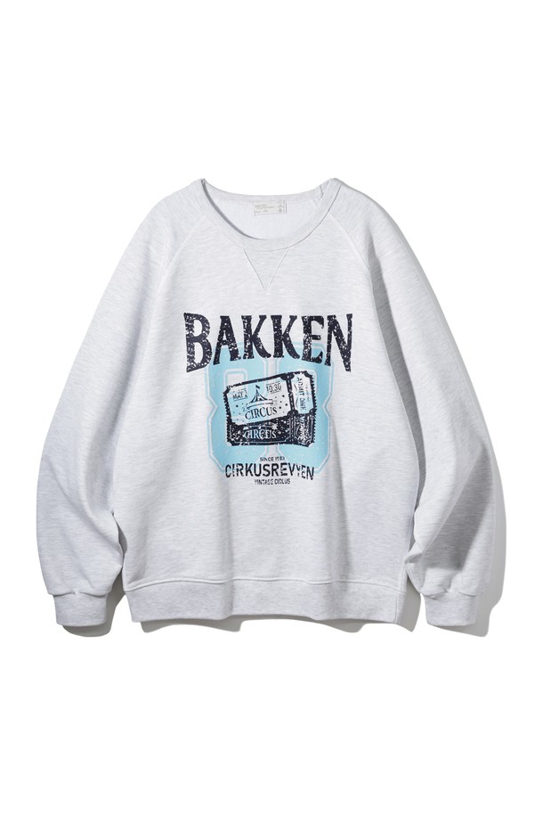 BAKKEN - 스웻셔츠 - 바켄 Ticket 래글런 스웨트셔츠 BK5983_멜란지화이트