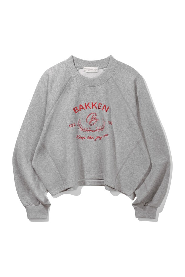 BAKKEN - 긴소매 티셔츠 - 바켄 Signature Logo Semi Crop 티셔츠 BK4998_그레이