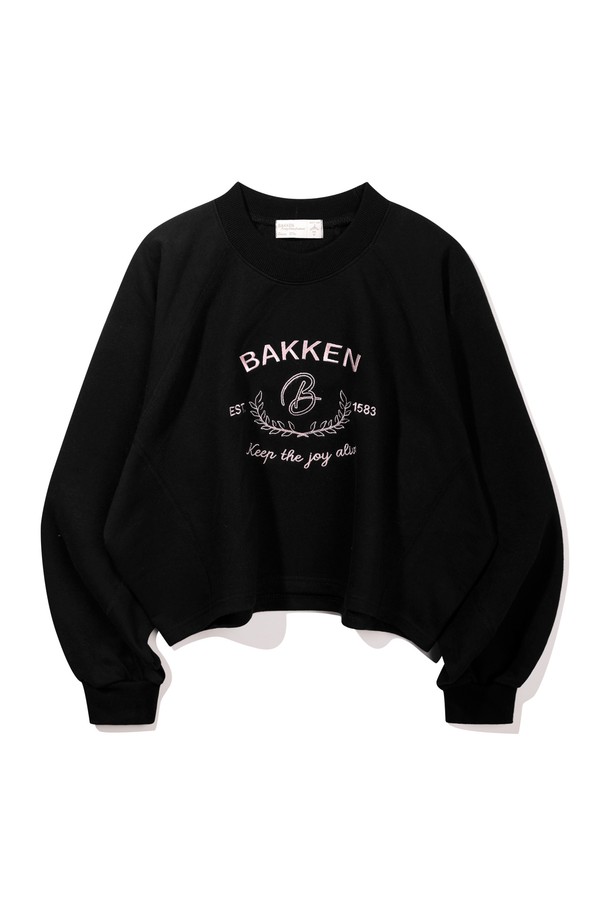 BAKKEN - 긴소매 티셔츠 - 바켄 Signature Logo Semi Crop 티셔츠 BK4998_블랙