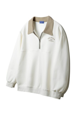 [DE LUXE] 앨빈클로 FELICITY 반집업 배색 카라 맨투맨 DLX7508 (4 COLOR)