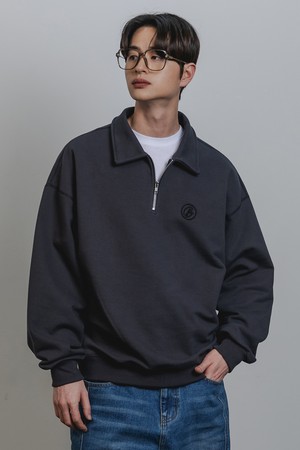 바켄 Collar half zip up 스웨트셔츠 BK7589_차콜