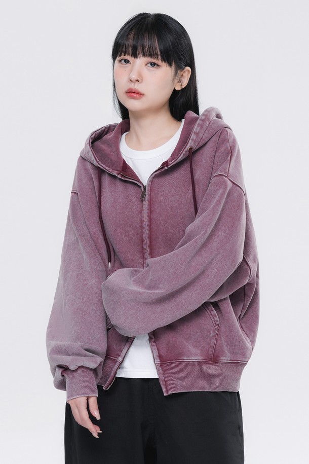 ALVINCLO - 후디 - 피그먼트 크롭 후드집업 DLX2973 (3 COLOR)