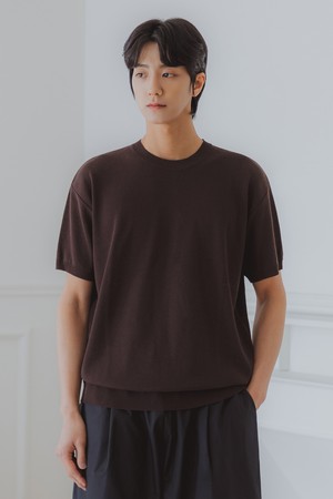 [DELUXE] 밀라노 라운드 반팔 니트 DLX1517 (4 COLOR)