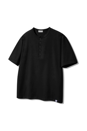 [CP3중지]5버튼 무지 스냅 헨리넥 반팔티 BK4221