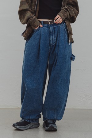 [DELUXE] 워시드 데님 벌룬핏 하프밴딩 팬츠 DLX2923